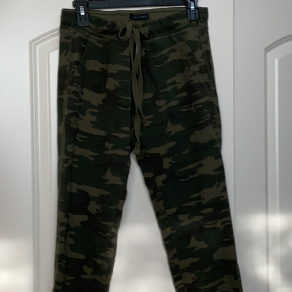 Sanctuary Green Track Pants with Camouflage Design